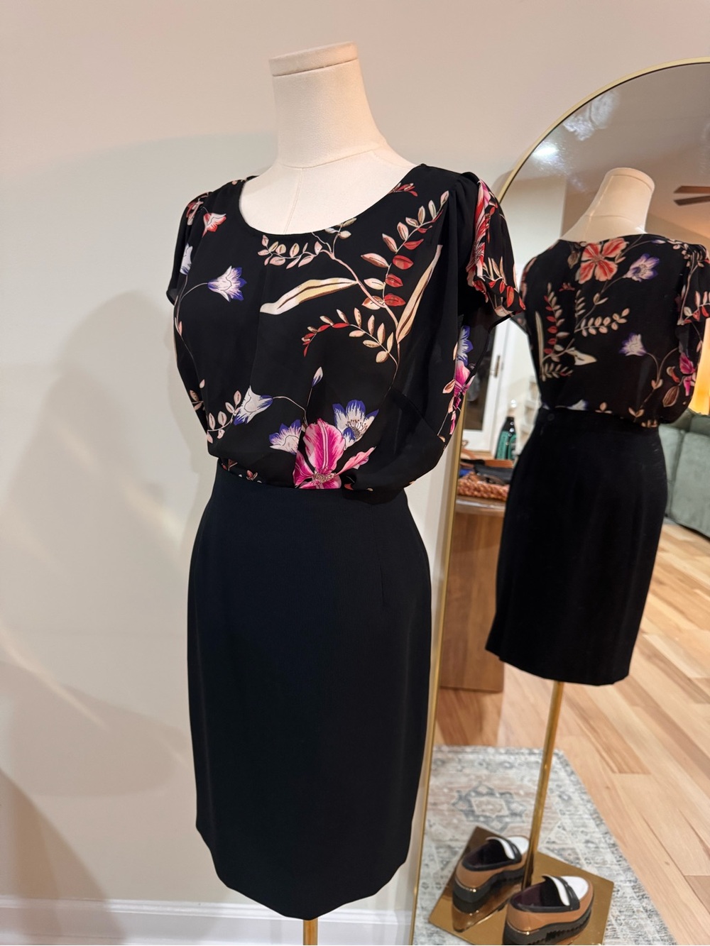 Philosophy Black Floral Blouse